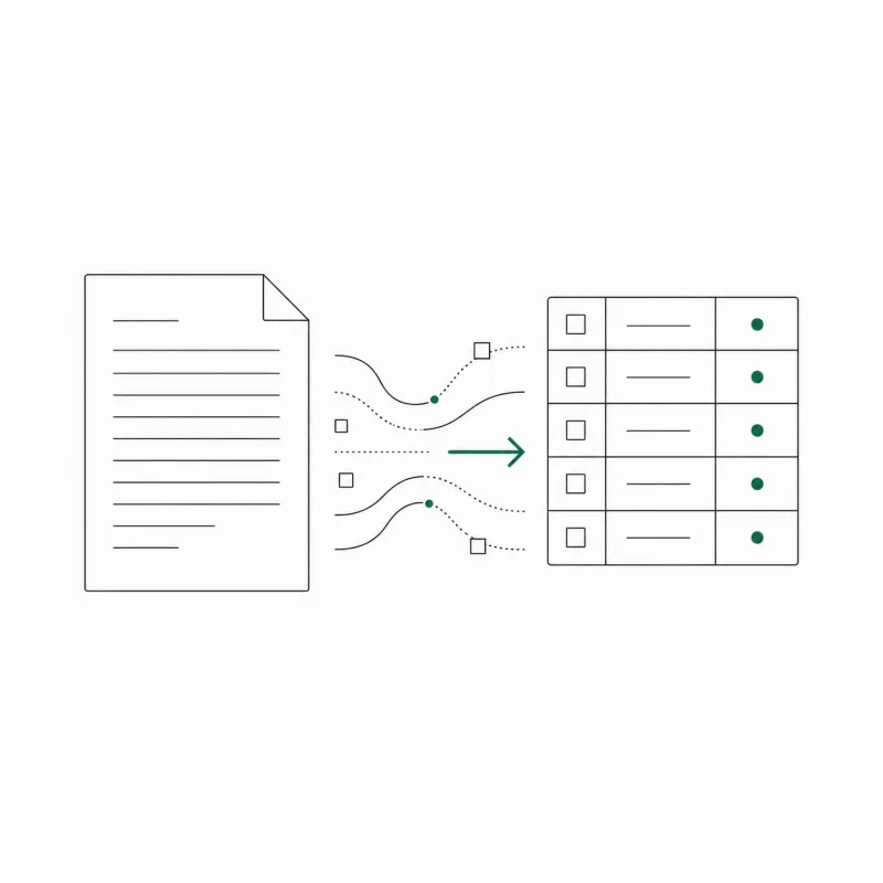 書類が整理された一覧表に変換されるイラスト